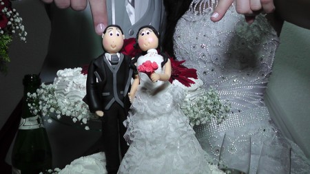 Topo de bolo cenográfico casamento 